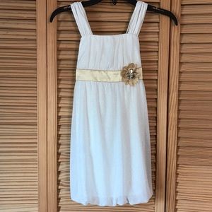 Girls BCX White And Gold Sleeveless Speckled Dress